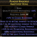 RING FIRE+LIGHTNING DMG CHAOS DAMAGE 15% ALL RESIST 31% CHAOS RESIST 26% LIGHT 19% FIRE RESISTS