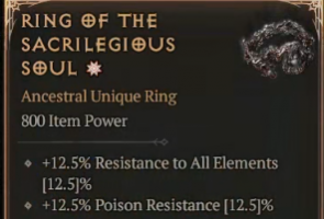 800 IP 1GA Ring of the Sacrilegious Soul - random stats - Season 9 - image