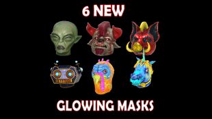 6 New Glowing Fasnacht Masks 2024 Set (Alien, Minotaur, Pig, Robot, Turkey, Unicorn) - image