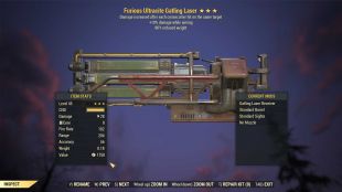 Furious Ultracite Gatling Laser (+25% damage WA, 90% reduced weight) - image