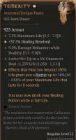 GREATER AFFIX TEMERITY PANTS GA HEALING RECEIVED 76% ASPCT POWER LVL 55 REQ 925 ILVL - image