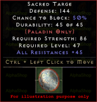 [PC - Ladder Softcore] 4 sockets Sacred Targe with 45 Resistance (Perfect Resistance) - Season 8 - image