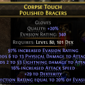 340 EVASION GLOVES LIGHT+PHYS DMG 16% ATTACK SPEED 29 DEX 20% DEFLECTION RANGER HUNTRESS MONK MERC