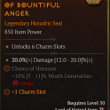 6 Charm Slots Seal - 20% Damage - Chains of Horazon: 10% Wrath Generation