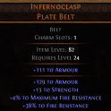 DAWN OF THE HUNT Infernoclasp Plate Belt UNIQUE BELT LVL 24 REQUIRED MAXIMUM FIRE RESISTANCE BELT