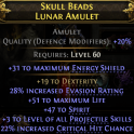 LIGHTNING SPEAR AMAZON DEADEYE AMULET 3 PROJECTILE SKILL 47 SPIRIT 51 LIFE 19 DEX 22 CRIT 28%EVASION