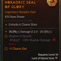 6 Charm Slots Seal - 18% Damage - Shadow of Harash: 8% Shadow Damage