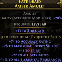 LIGHTNING SPEAR AMAZON DEADEYE RANGER AMULET +3 PROJ SKILLS 22 ALL ATTRIBUTES 14% ALL RES 48 SPIRIT