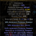 800 DPS FLEXED CROSSBOW LIGHTNING DMG 17% CRIT DMG BONUS 32 DEX -35% REQ MERCENARY RANGER HUNTRESS