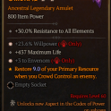 2GA Amulet + *Willpower/ Maximum Life/ *Envenom