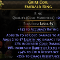 AMAZON DEADEYE MONK MERC RING HIGH COLD+LIGHT DMG 27% COLD DMG 19% RARITY 54% COLD 25% CHAOS RESISTS