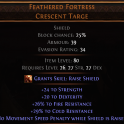 RISE OF THE ABYSSAL Feathered Fortress UNIQUE SHIELD LVL 26 REQUIRED
