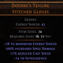 DAWN OF THE HUNT Doedre's Tenure UNIQUE GLOVES LVL 16 REQ 100% SPELL DAMAGE SORCERESS WITCH GLOVES