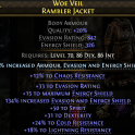 HUNTRESS AMAZON JAVAZON CHEST 842 EVASION 326 ENERGY SHIELD 50 SPIRIT 31 DEX 24 COLD 18 LIGHT RESIST