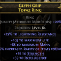 RING WITH 46% RARITY FOUND 109 LIFE 88 MANA 36 STRENGTH 39 INTELLIGENCE 25% LIGHNING RESISTANCE