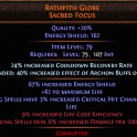 2 S Rathpith Globe REMOVED non-channeling spells cost 6% max life ADDED dmg per max 100 max MANA rol