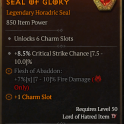 6 Charm Slots Seal - 8.5% Critical Strike Chance - Flesh of Abaddon: 7% Fire Damage
