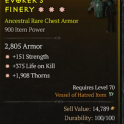 3GA Chest Armor GA Strength/GA Thorns/GA Life on Kill/one empty slot