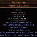DAWN OF THE HUNT Nightscale UNIQUE GLOVE LVL 45 REQ CRIT HIT CHANCE INFINITE MANA HUNTRESS AMAZON
