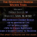 RISE OF THE ABYSS THE DEVOURING DIADEM UNIQUE HELM LVL 10 REQ MINION HELM WITCH HELM SORCERESS HELM