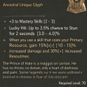 +3 to Mastery Skills Crown of Lucian Ancestral Unique Glyph