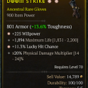 2GA Gloves GA Willpower/GA Lucky Hit Chance/20% phys dmg multiplier 1894 max life