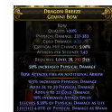 GEMINI BOW +1 ARROW 450 DPS COLD DMG 19% ATTACK SPEED LIFE N MANA LEECH RANGER BOW LIGHTNING ARROW