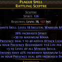 RATTLING SCEPTRE +5 MINION SKILLS 40% INCREASED DMG 126 SPIRIT LIGHT DMG REGEN INFERNALIST WITCH