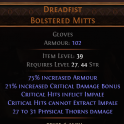 DAWN OF THE HUNT Dreadfist UNIQUE GLOVES LVL 27 REQ WARRIOR GLOVES CRIT GLOVES