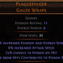 DAWN OF THE HUNT PLAGUEFINGER UNIQUE GLOVES POISON GLOVES NO LVL REQ PLAGUE FINGER GLOVES GAUZE WRAP
