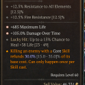 2GA DoT Sorc Ring - +105% DoT / 30% Core Refund / +685 Life