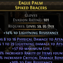 RANGER GAS ARROW AMAZON GLOVES PHYSICAL+LIGHT DMG 57 LIFE 30 FIRE RES 18% RARITY 21% CRIT DMG BONUS