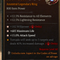 S9-- 3GA Ring+Willpower /Maximum Life / Attack Speed