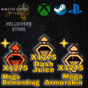 x1275 Mega Demondrug, x1275 Mega Armorskin, x1275 Dash Juice