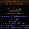 RISE OF THE ABYSS Silks of Veneration UNIQUE CHEST LVL 68 ENERGY SHIELD GRANTS ELE PROTECT SPIRIT