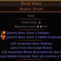 DAWN OF THE HUNT Dusk Vigil Ashen Staff UNIQUE STAFF LVL 6-10 REQ SORCERESS STAFF SORCERESS WEAPON