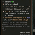 2GA Fists of Fate (265/300) *13% Attack Speed* *77.7% Lucky Random Crowd Controlled* 5% crit chance