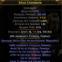 BOMBARD CROSSBOW FOR MERCENARY +1 GRENADE SKILLS 800+ DPS CRIT DAMAGE BONUS 29 DEX 11 MANA PER KILL