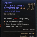 2GA Boots GA Movement Speed/GA Evade Grants 188% Movement Speed/2 empty slots