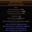 DAWN OF THE HUNT DEATH'S HARP UNIQUE DUALSTRING BOW +3 ARROW BOW HUNTRESS BOW AMAZON BOW LVL 28 REQ