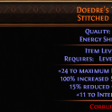 PERFECT 2 SOCKETED DOEDRE'S TENURE STITCHED GLOVES UNIQUE GLOVES 100% SPELL DAMAGE LICH WITCH SORC