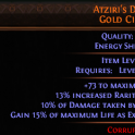 3 SOCKETED Atziri's Disdain Gold Circlet UNIQUE HELMET Chaos DoT LICH CONTAGION LICH WITCH