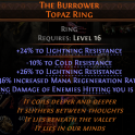 THE BURROWER TOPAZ RING UNIQUE RING LVL 16 REQ