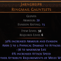 DAWN OF THE HUNT Jarngreipr UNIQUE GLOVES LVL 6 REQ WARRIOR GLOVES