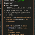 1GA Fractured Winterglass (54/60) GA Intelligence/14% lightning dmg multiplier 2157 max life 9.9% at