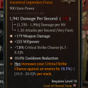 3GA Focus GA Weapon Damage/GA Cooldown Reduction/GA Willpower/7.8% crit chance
