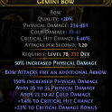 INSANE LIGHTNING ARROW DEADEYE RANGER BOW 455 DPS CRITICAL HIT CHANCE CRITICAL DAMAGE BONUS 462 PHYS