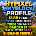 10% OFF⚡SKYBLOCK PROFILE ⚡ 12.3 BILLION UNSOULBOUND ⚡12.8 BILLION TOTAL ⚡700M PURE COINS
