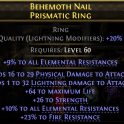 INSANE RING PHYSICAL & LIGHTNING DAMAGE 64 LIFE 26 STRENGTH 19% ALL RESIST 23% FIRE RESIST