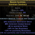 203 ES STORMWEAVER SORCERESS BOOTS 30% MOV SPEED 98 MANA 34 FIRE 37 LIGHTNING 17% LIGHT+CHAOS RESIST